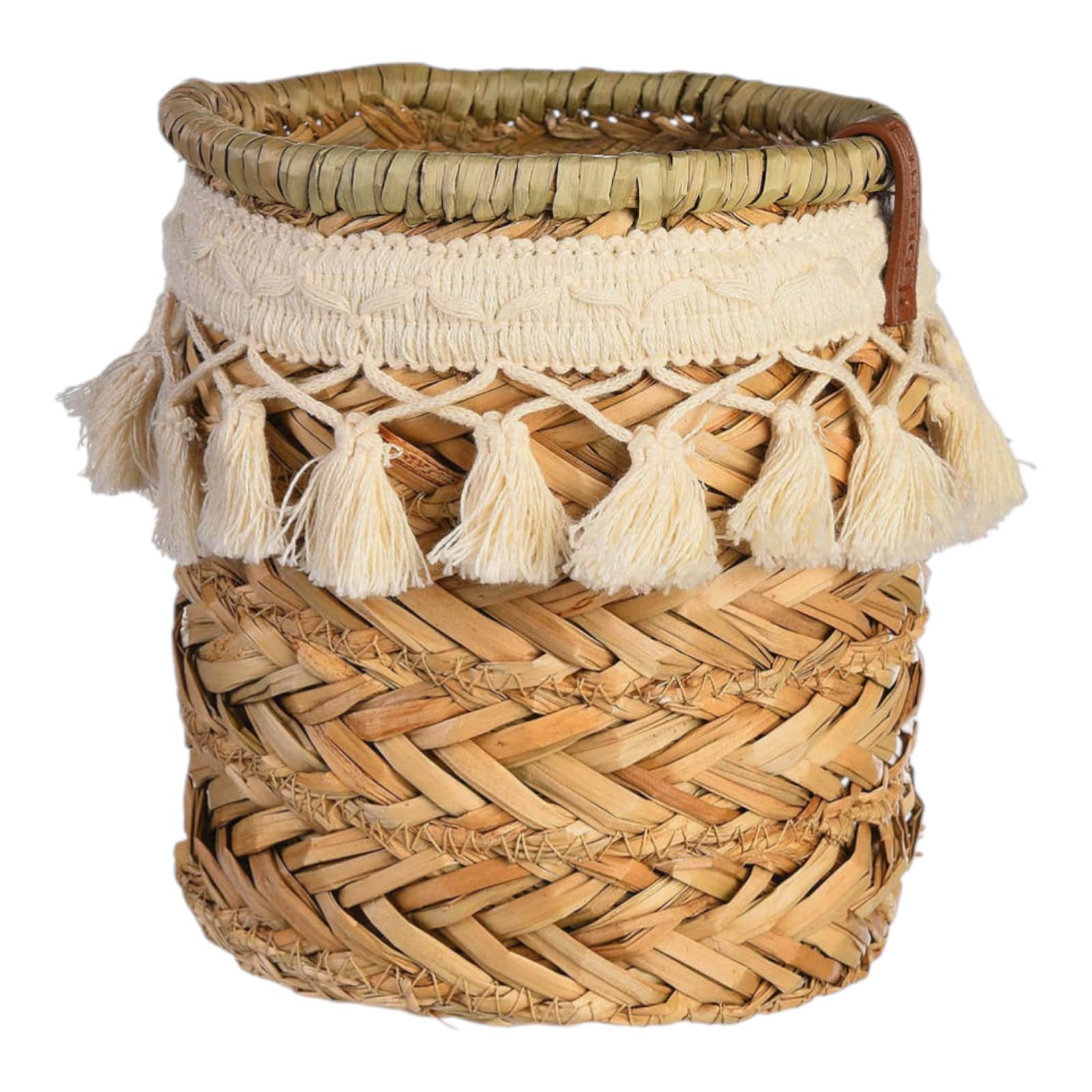 Aufbewahrungskorb Fransen Creme, ⌀ 14 cm, H 140 mm