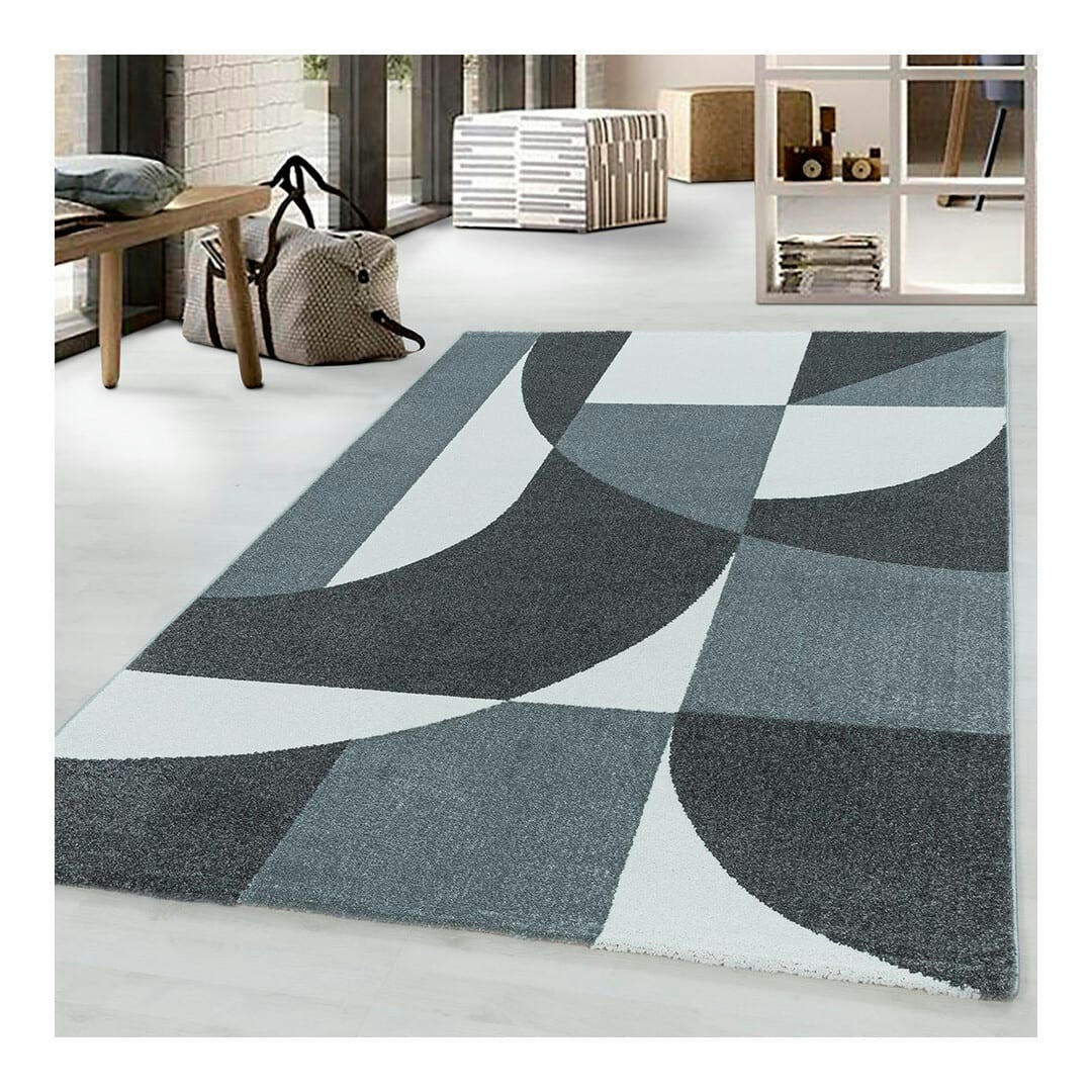 GROSBEC - Tapis géométrique scandinave en polypropylène gris 140x200