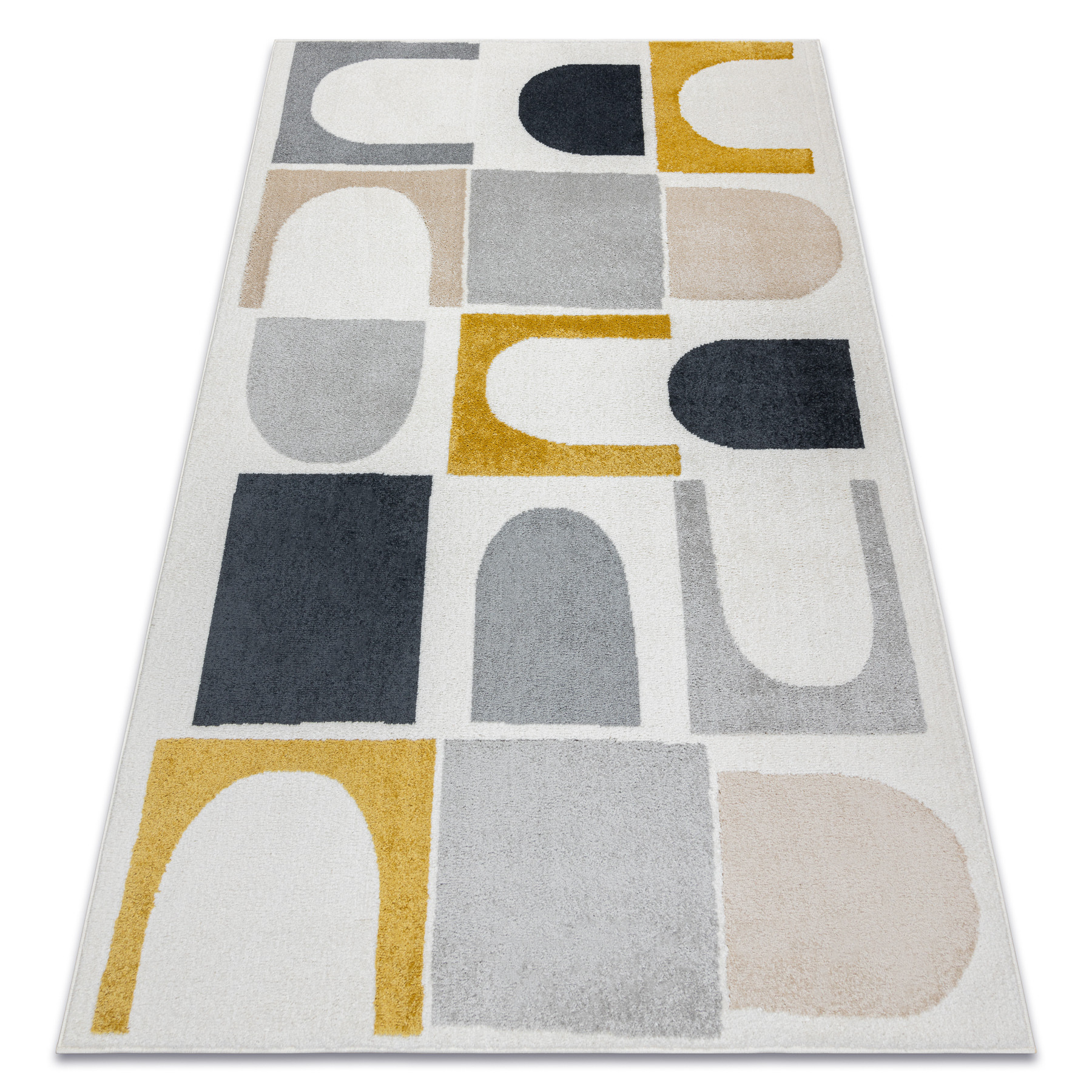 Dywan FUSION 0213 biały / żółty - Geometryczny, nowoczesny, 80x150 cm