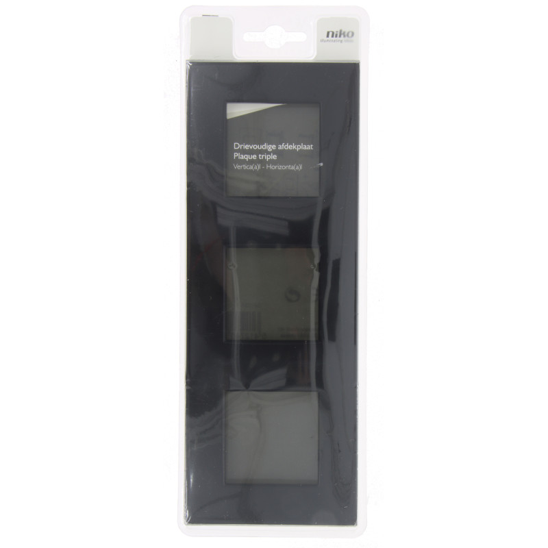 Plaque de recouvrement Intense triple horizontale Matt Black NIKO