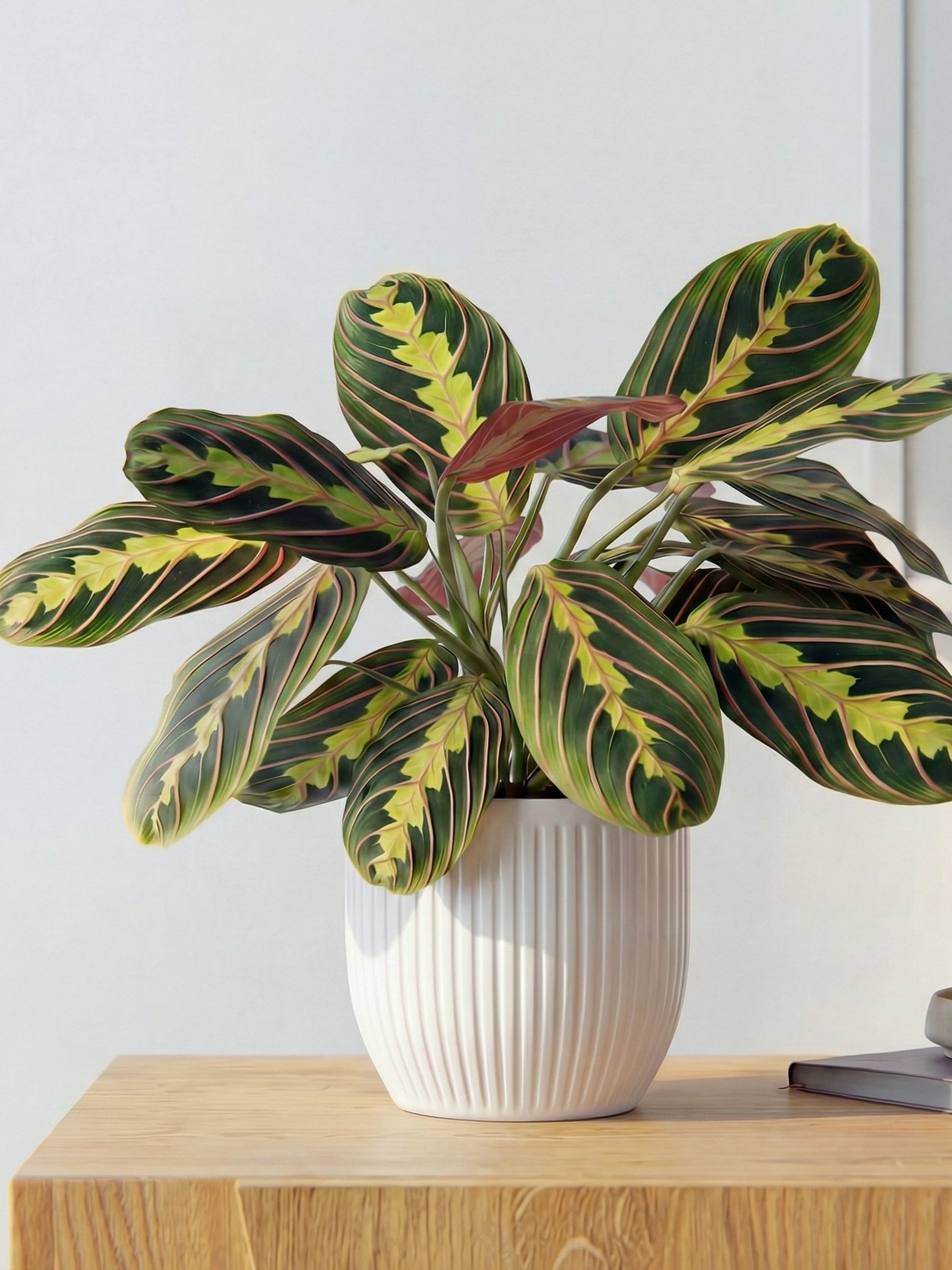 Beards & Daisies White Real Prayer Plant in Ribbed Pot