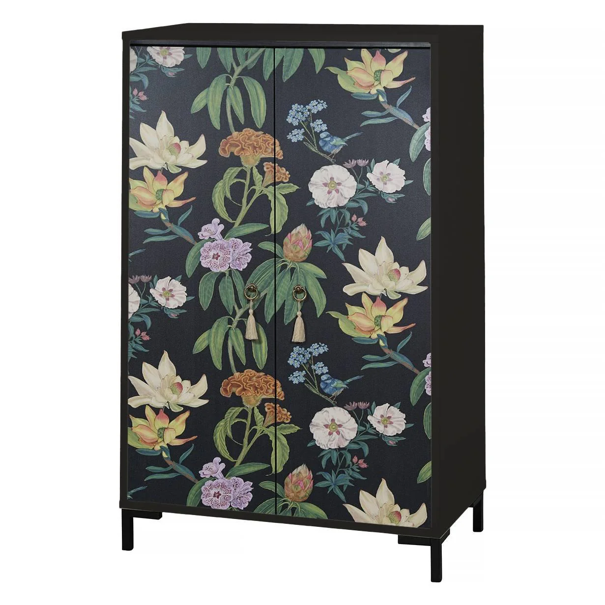 Kledingkast Miquel Black Flowers