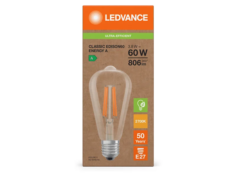 Żarówka dekoracyjna LED Edison E27 3,8W z ciepłą barwą światła