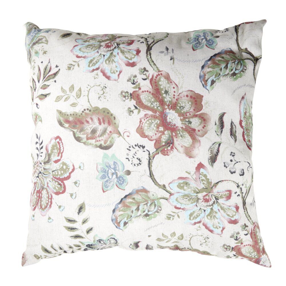 Coussin carré motif végétal Indie effet toile de jute 45x45cm (2 modèles)