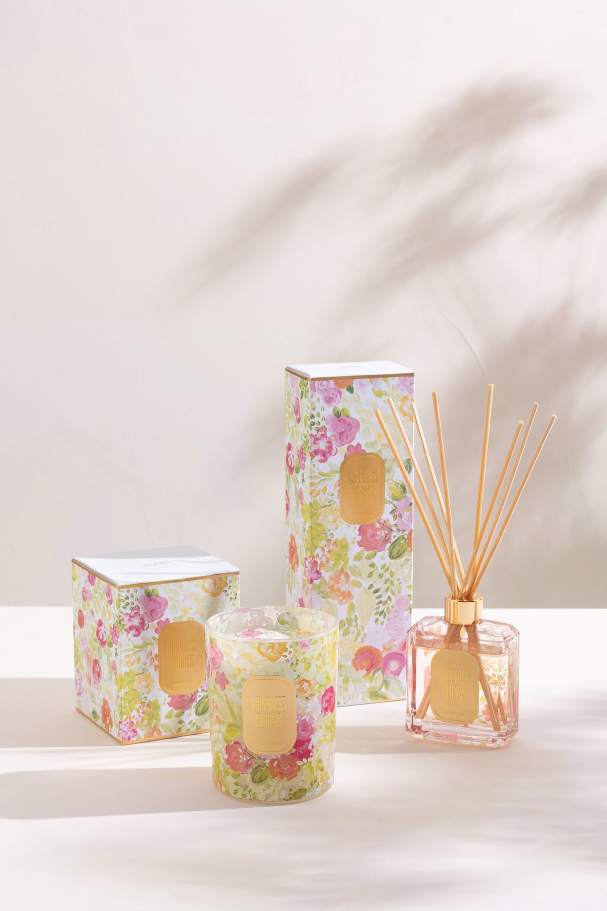 J-Line geurstokjes Happiness Blooms - Mimosa & Rose - glas - wit