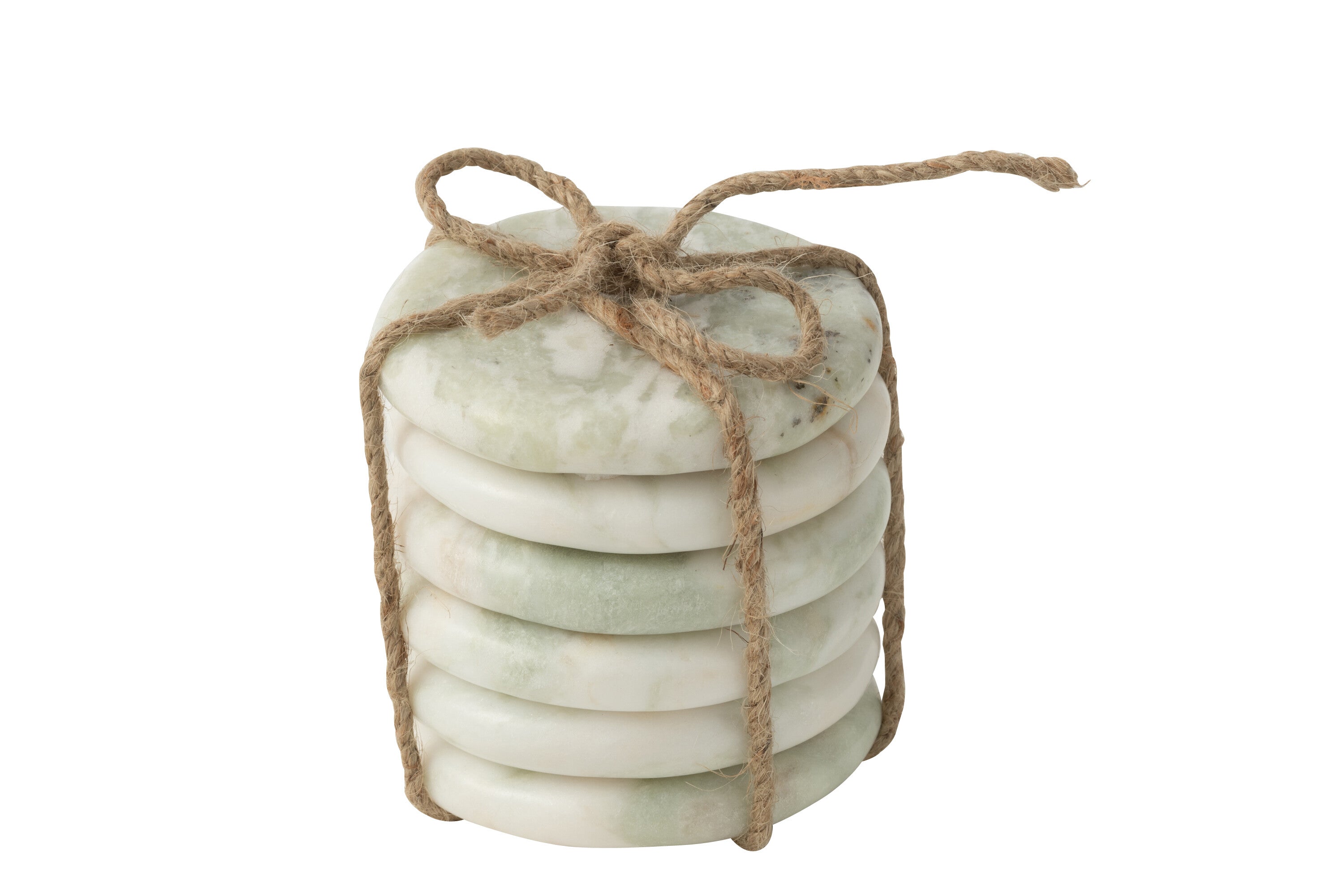 J-Line onderzetter Marmer - steen - wit groen - set van 6