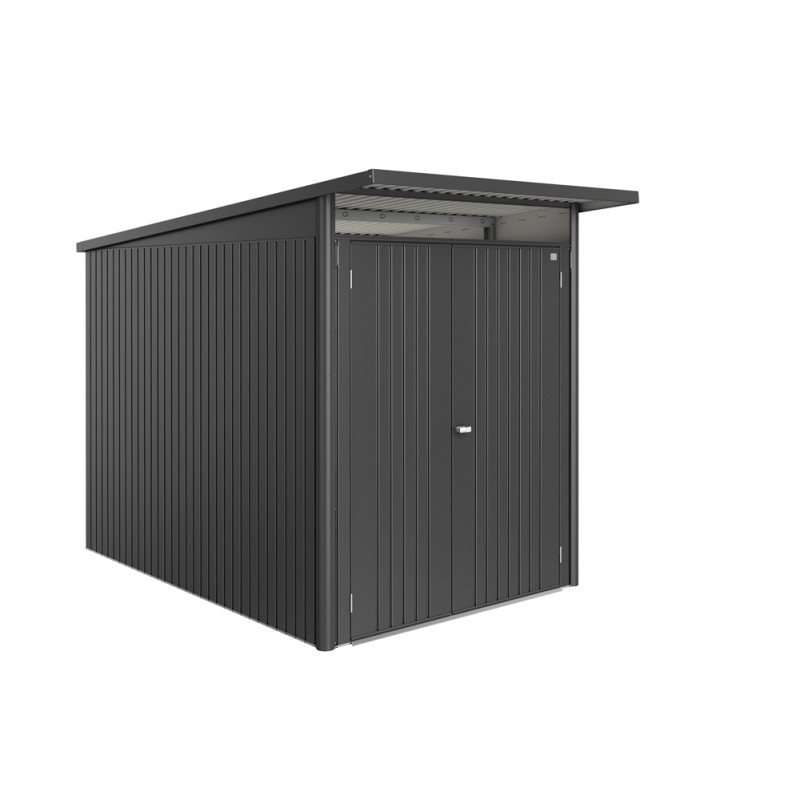 Abri de jardin en métal AvantGarde Eco double porte gris foncé 1,8 x 3 x 2,18 m BIOHORT