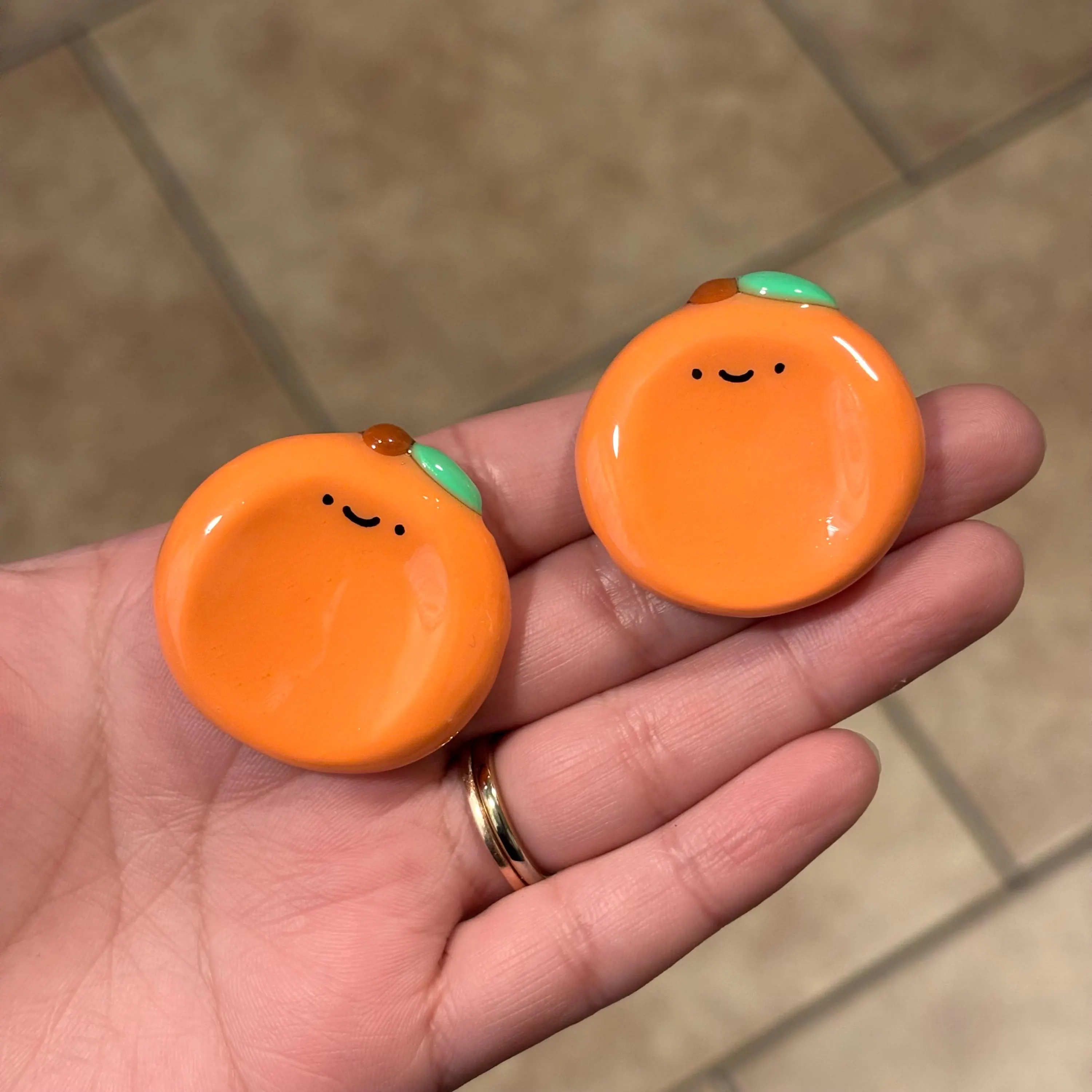 Orange polymer clay worry stone| Desk buddies | pocket friends
