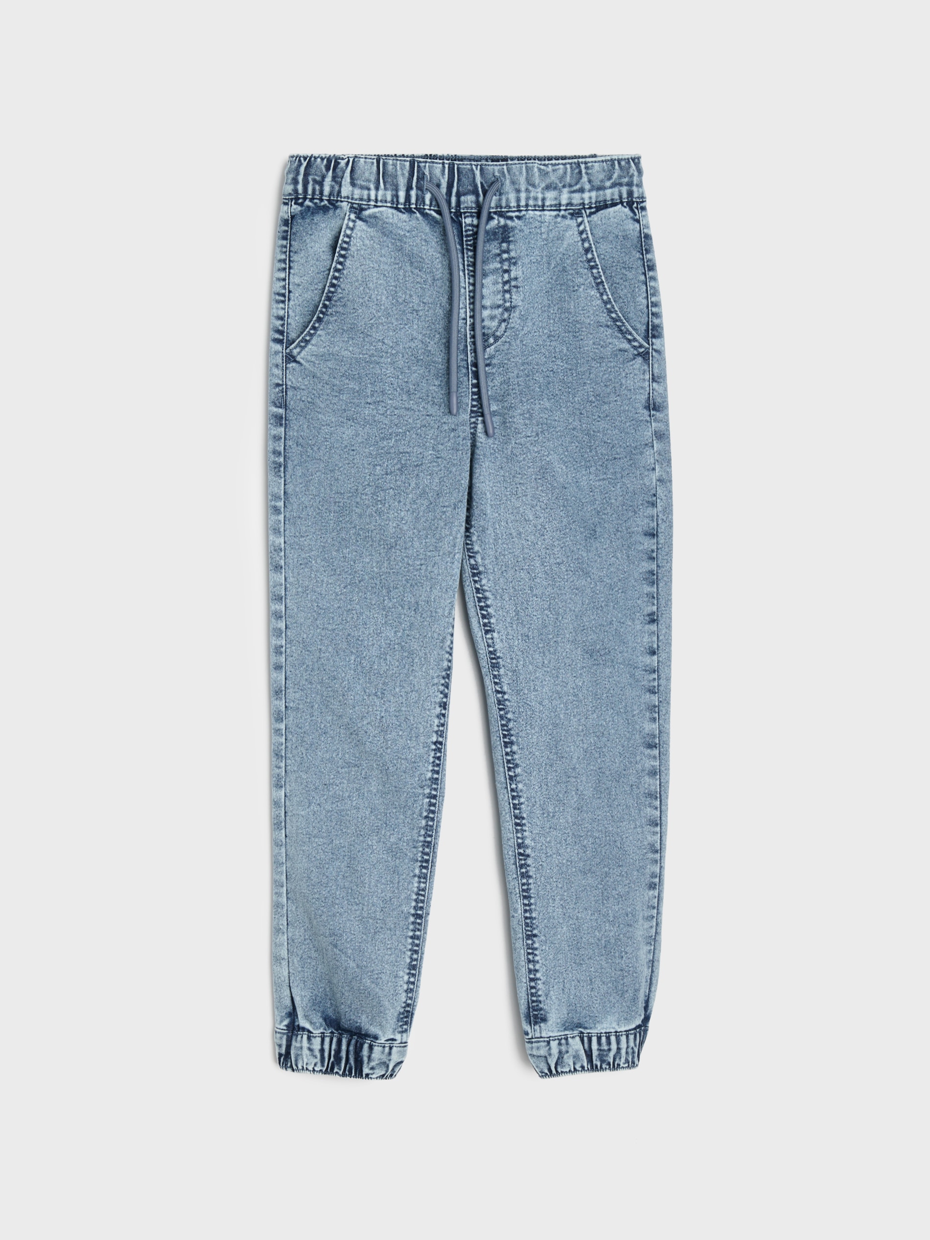 Jeansy jogger slim z efektem sprania