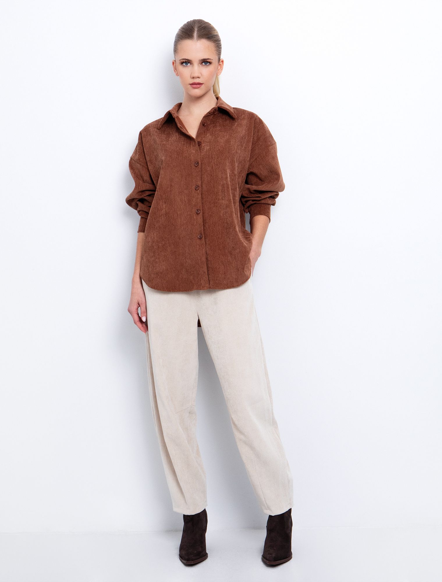 Κοτλέ πουκάμισο ασύμμετρο