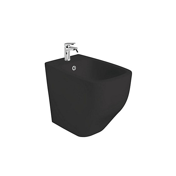 Paire De Wc Sur Pied Et Bidet En Céramique Noire Mate