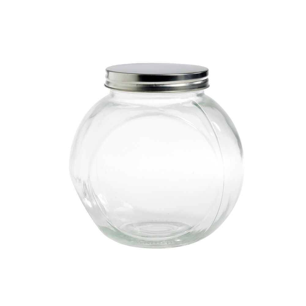 Bocal en verre 1.5L transparent couvercle métal 16x11,5xH16cm