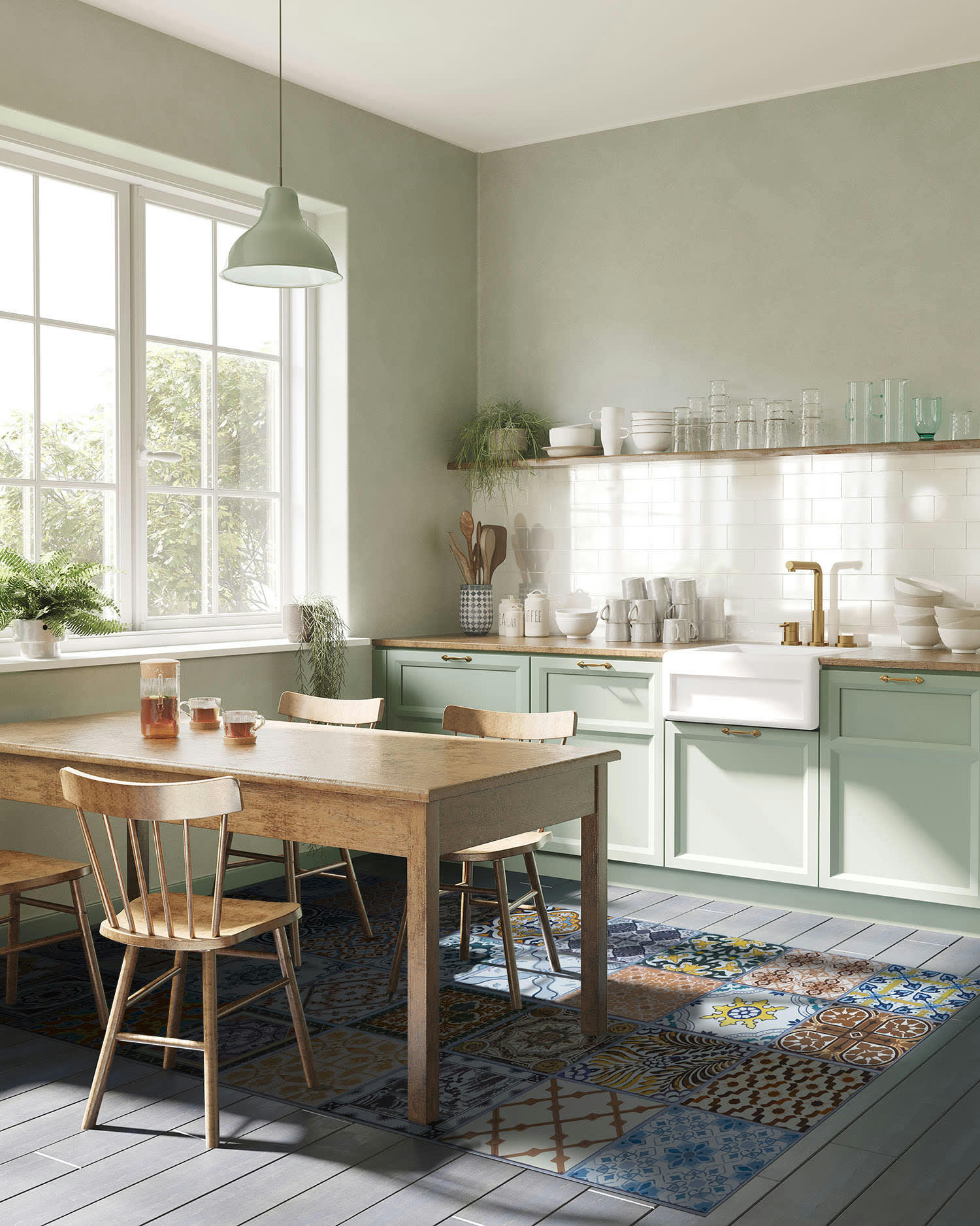 - Tapis vinyle carreaux ciments nijar original 200x200cm