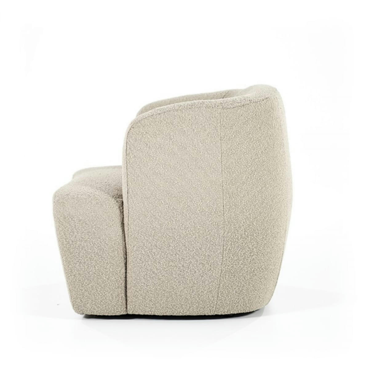 IKOT - Fauteuil rond avec accoudoirs en tissu beige