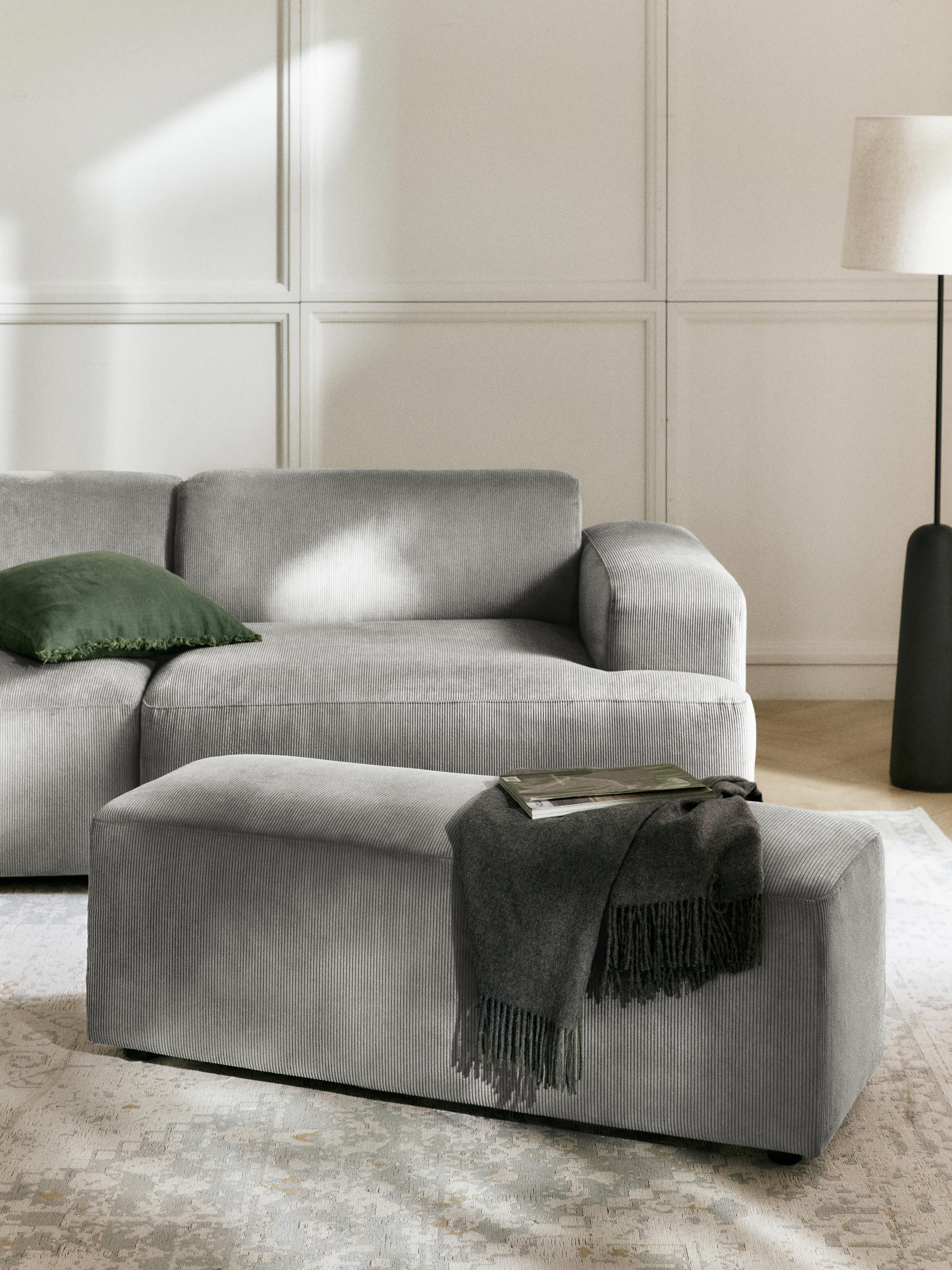XL Sofa-Hocker Melva aus Cord, B 116 x T 42 cm