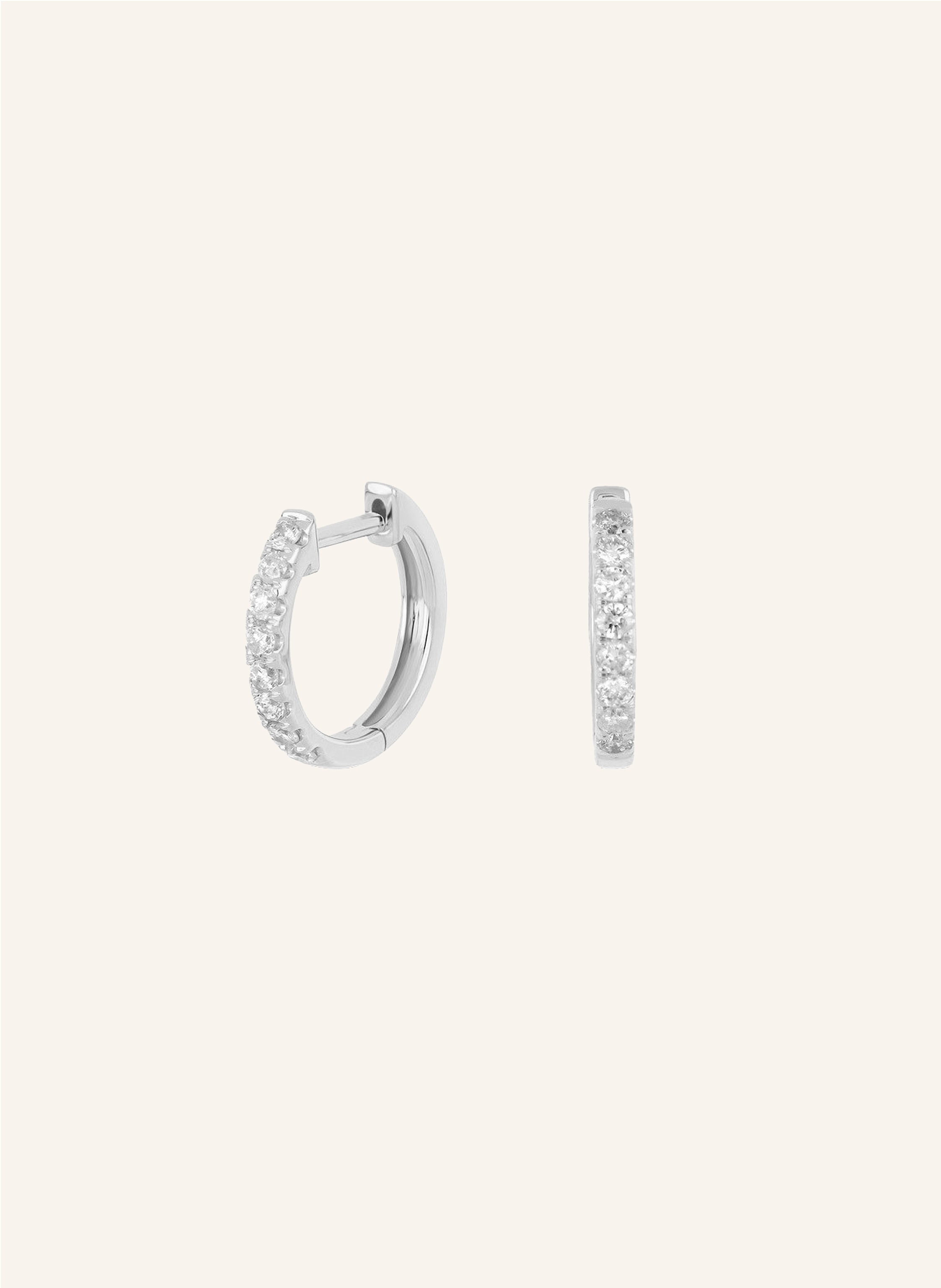 Leaf Creolen CIRCLE Big aus 18 Karat Weißgold mit Diamanten