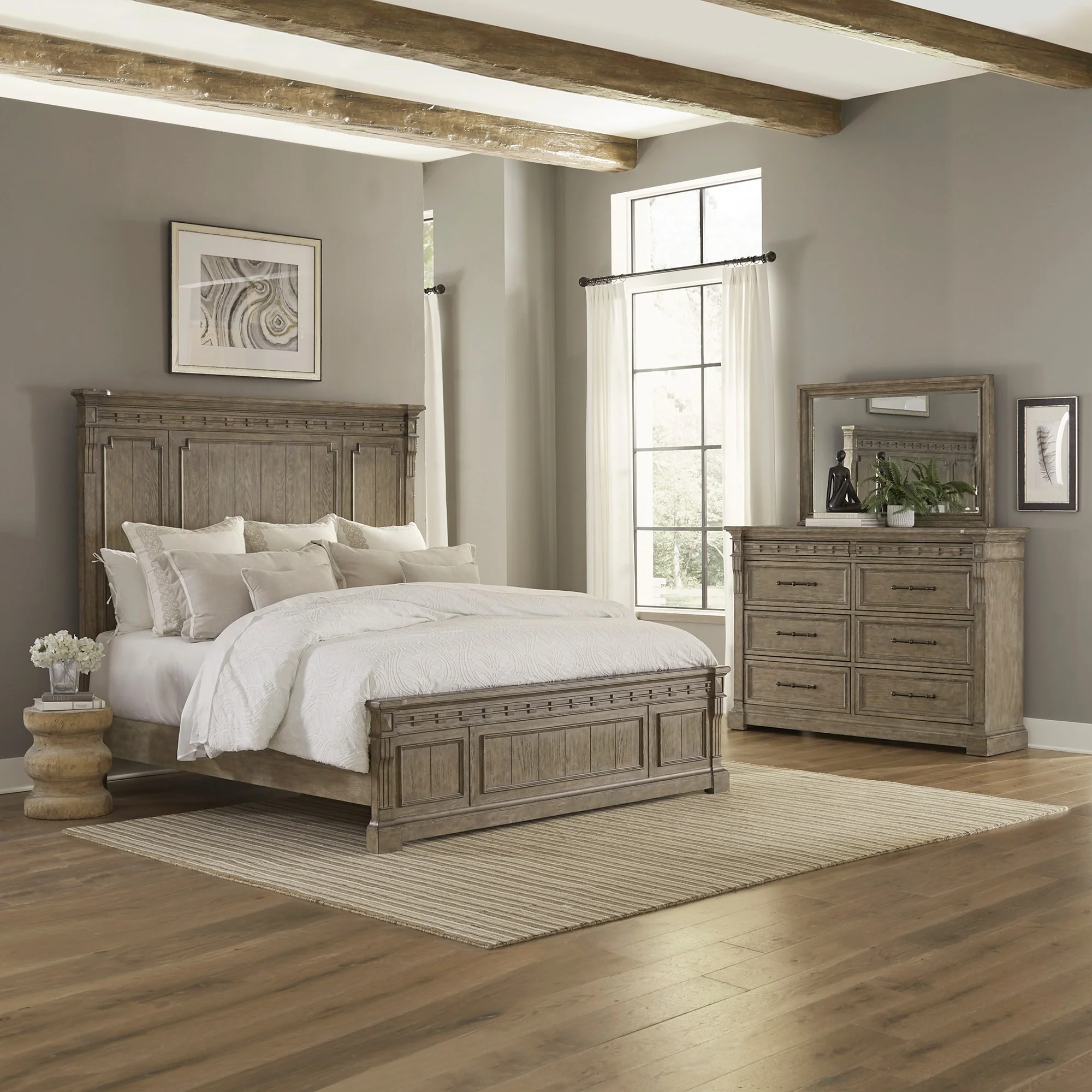 Liberty Furniture Town & Country Panel Bed, Dresser & Mirror, Chest, Night Stand - King or Queen