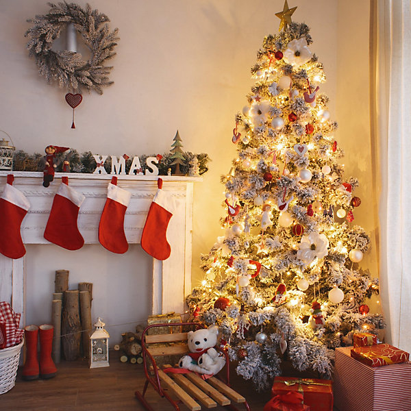 Arbre de Noël réaliste de 180 cm avec fausse neige et 1249 branches
