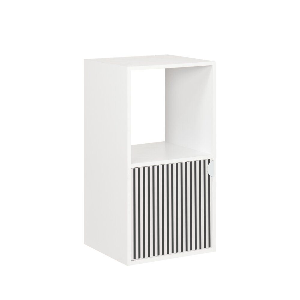 étagère Adam 2 cases dont 1 porte bois blanc 30x29,5xH60,5cm