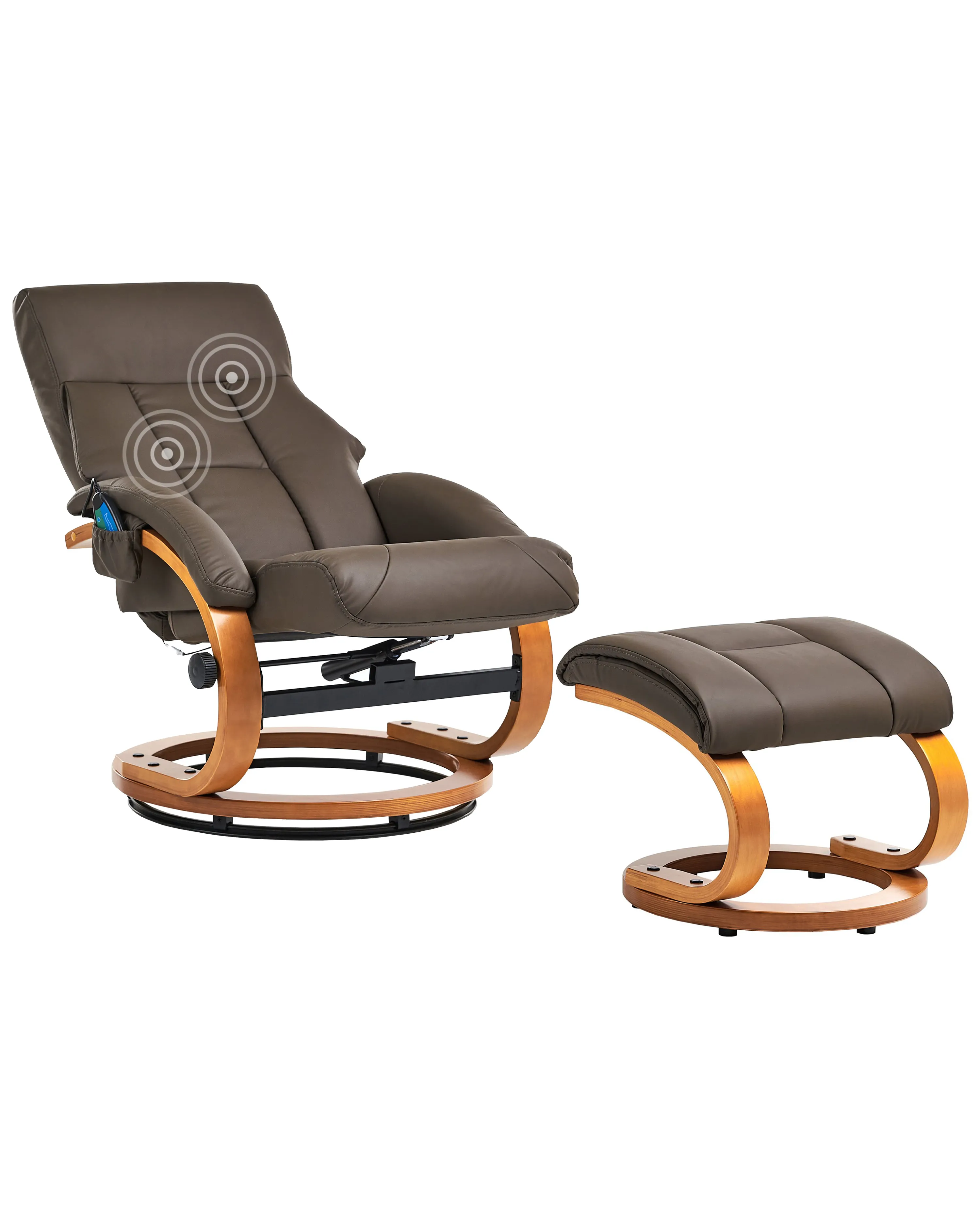 Massage Chair FORCE with Footstool Faux Leather Dark Brown