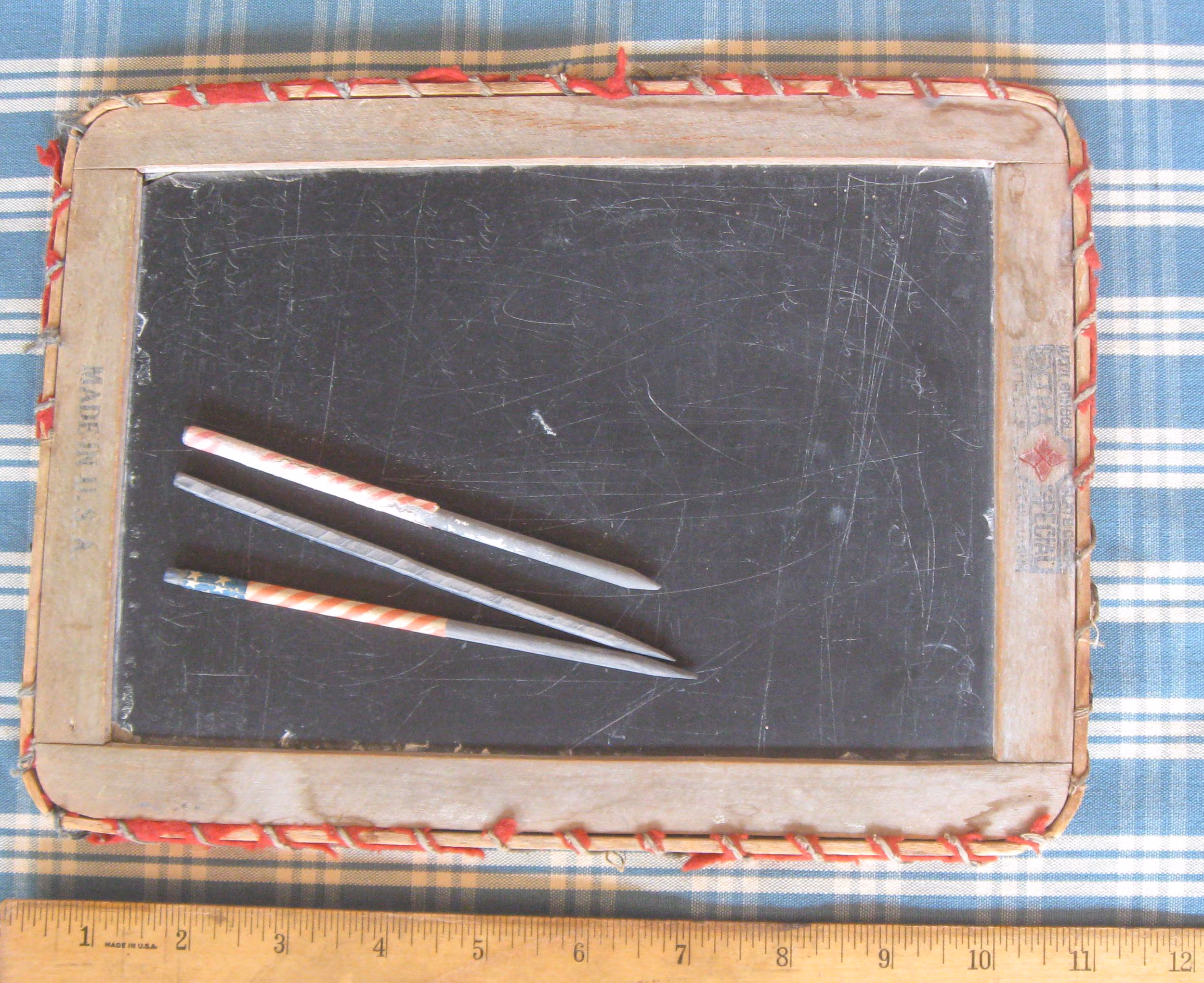 Chalk Board School Slate Antique Child's Chalkboard Wood 2 Sided Prim Vintage Slate Pencils