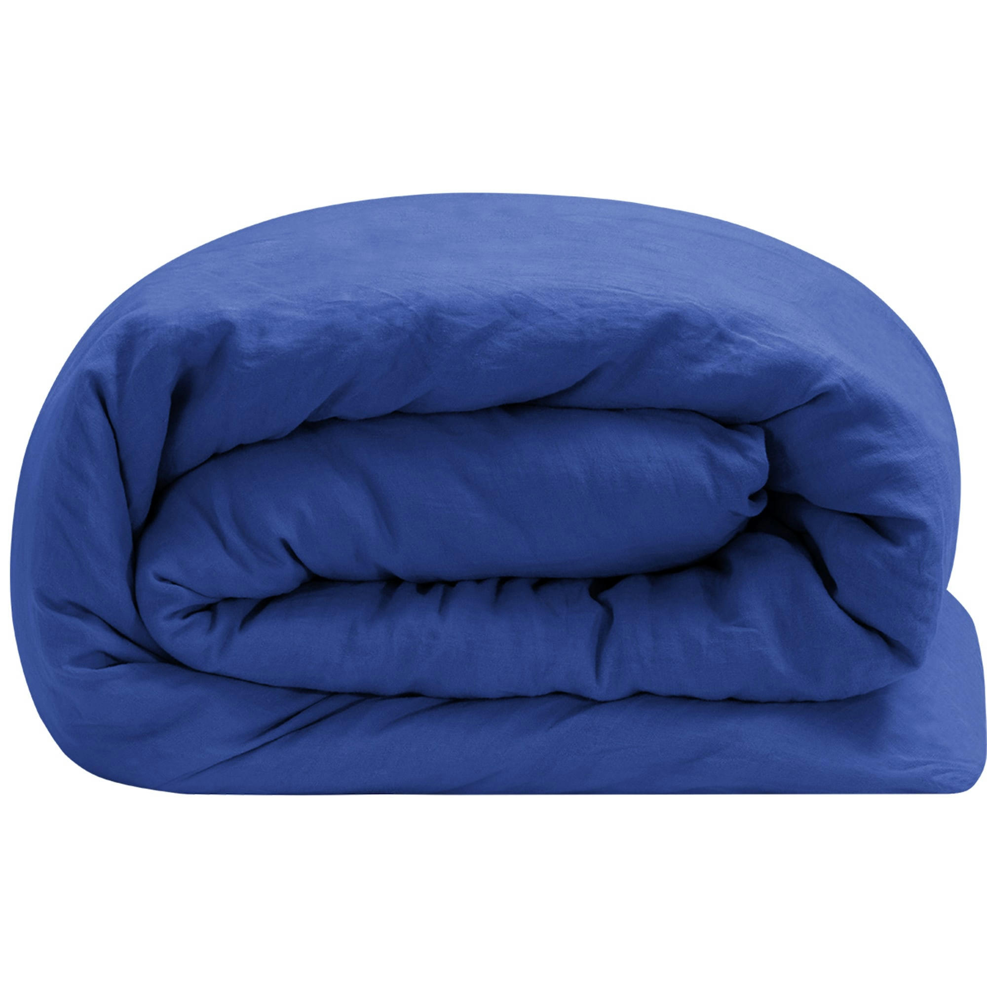 PARURE LIN - Housse de couette en lin bleu 240x260cm  + 2 taies bleu 65x65cm