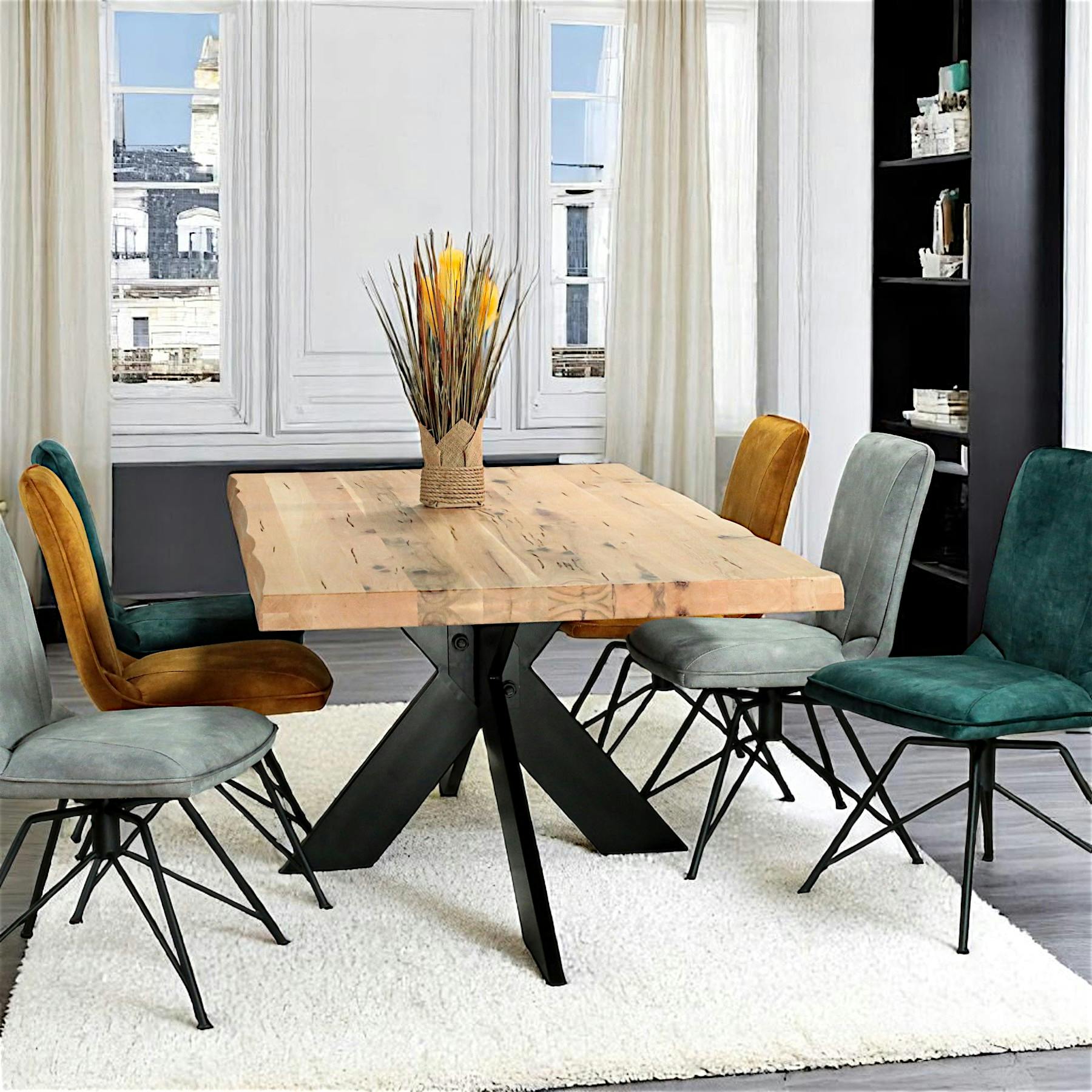 Table extensible en chêne blanc avec bords naturels 200 cm PALERME