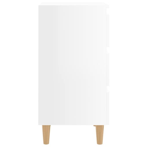 NNEVL Bed Cabinets & Wood Legs 2 pcs High Gloss White 40x35x69cm
