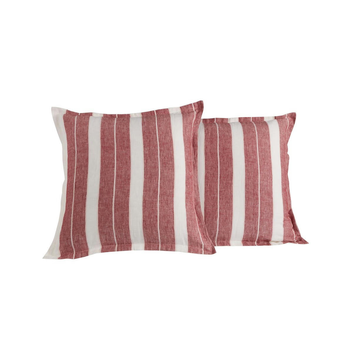 TEKSADA HORIZON - 2 taies d'oreiller en lin lavé/coton Cardinal 65x65 cm