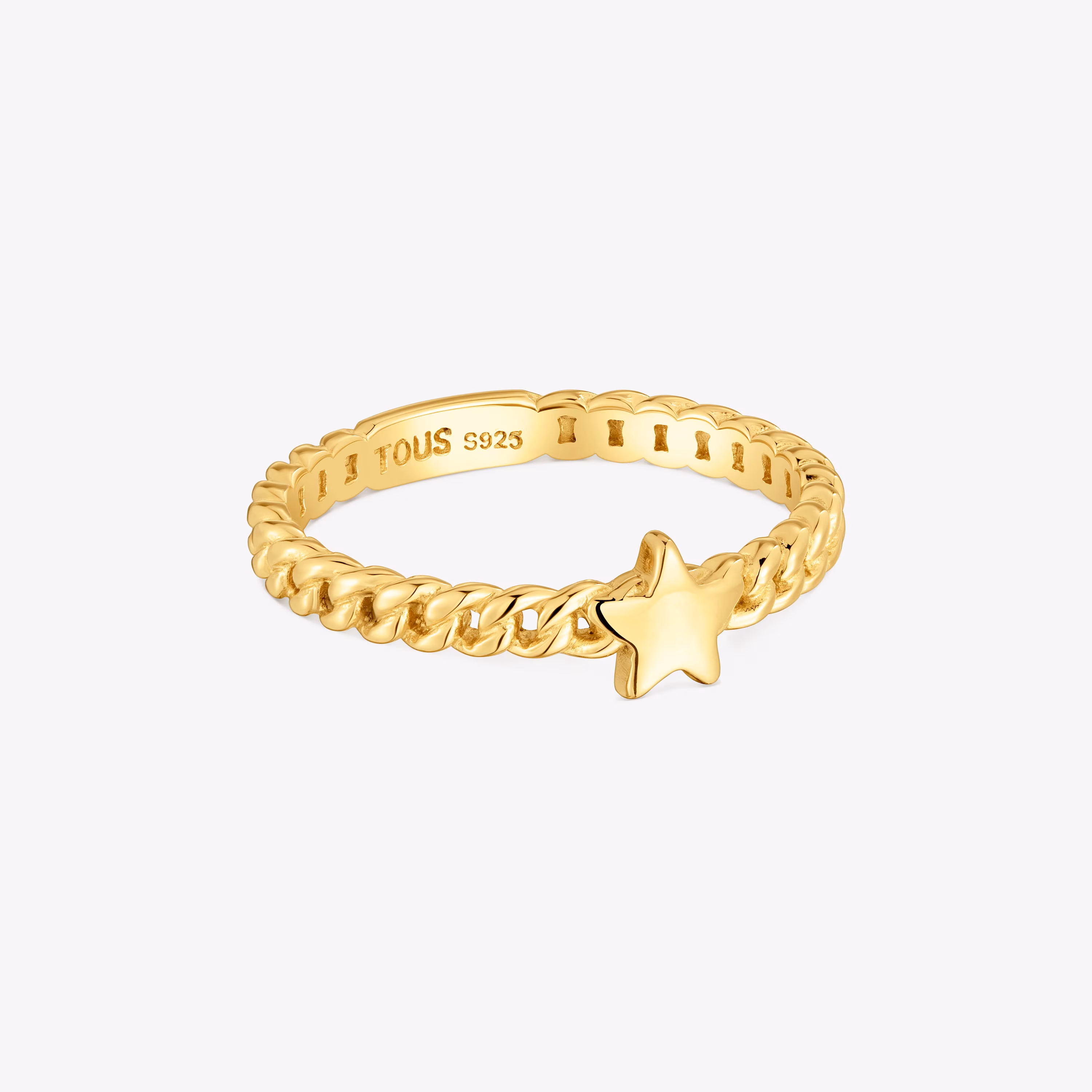 Anillo pequeño estrella con baño de oro 18 kt sobre plata Bold Motif