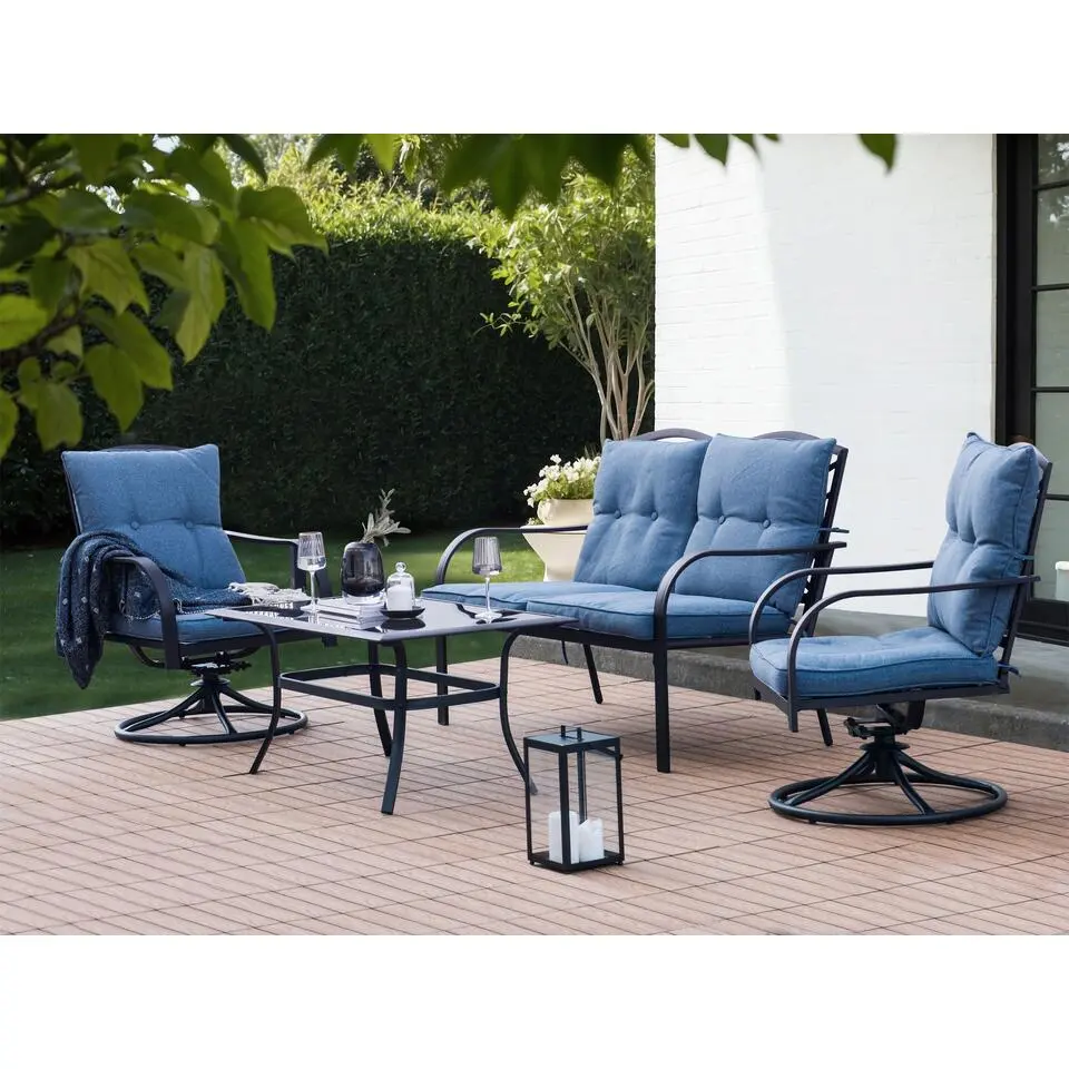 MESTRINO - Loungeset 4-zits - Blauw - Staal
