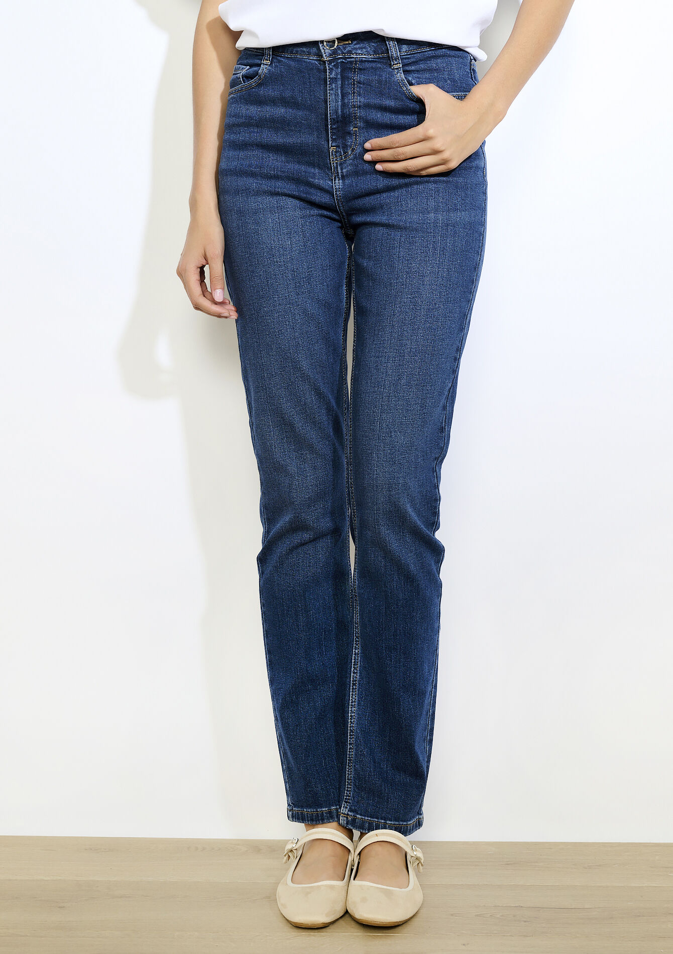 Rechte jeans met hoge taille