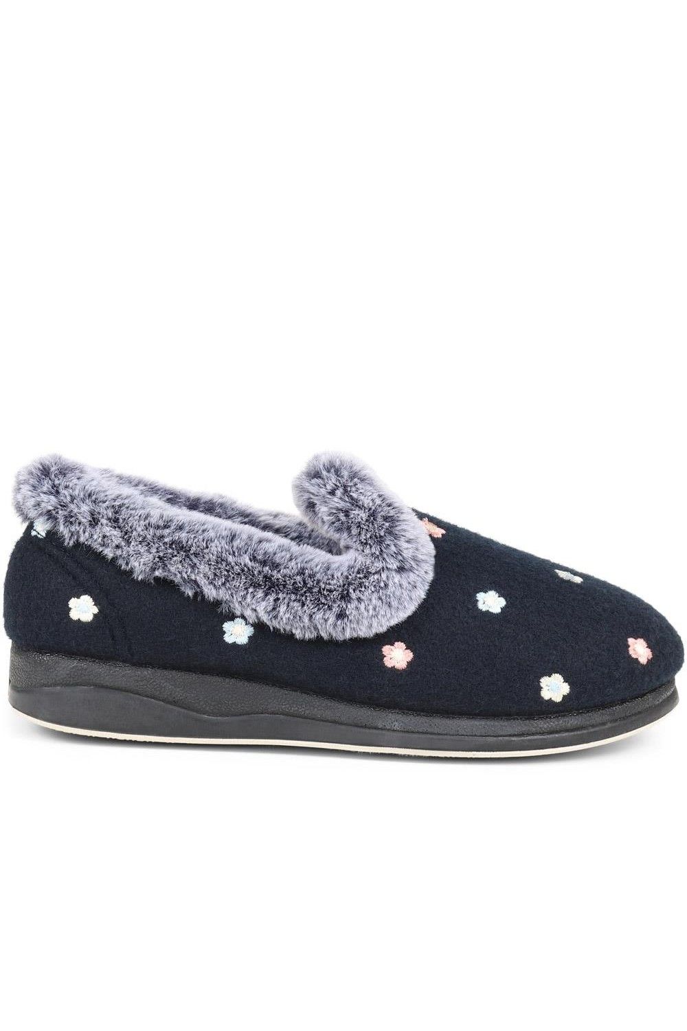 Pavers Floral Faux-Fur Slippers