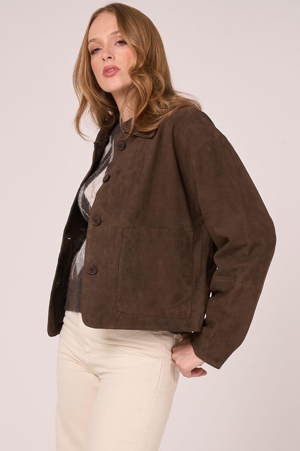 Barneys Originals Brown Goat Suede Jacket
