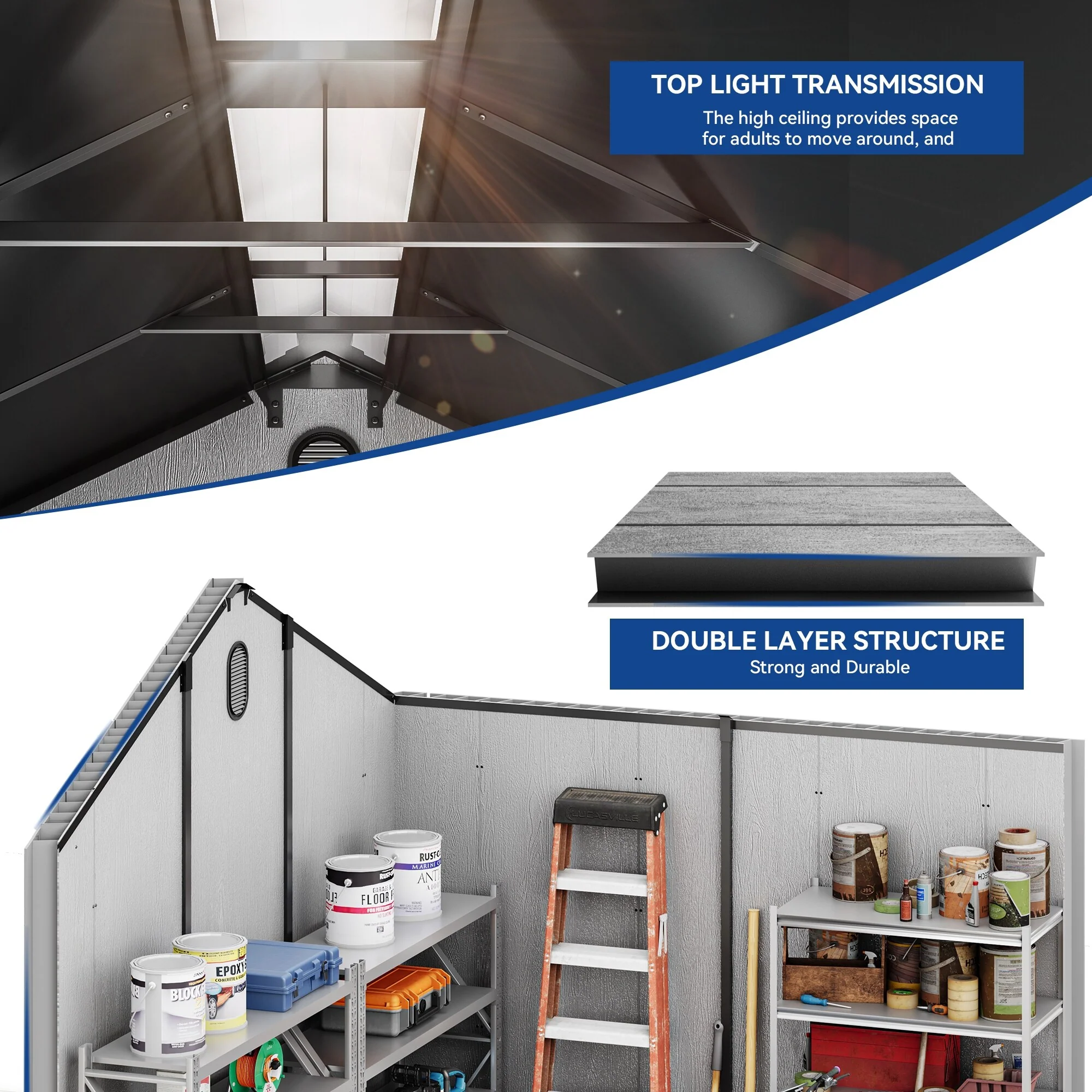 Moasis 8 ft. W x 10 ft. D Plastic Storage Shed