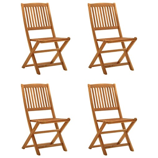 NNEVL Folding Garden Chairs 4 pcs Solid Eucalyptus Wood