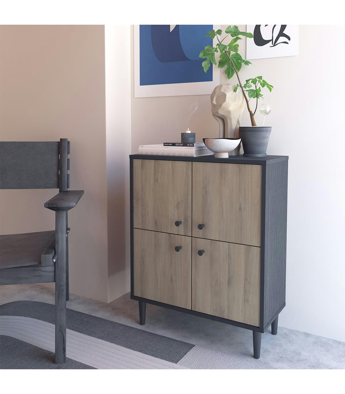 ARTY - Petit Buffet 4 Portes L61cm