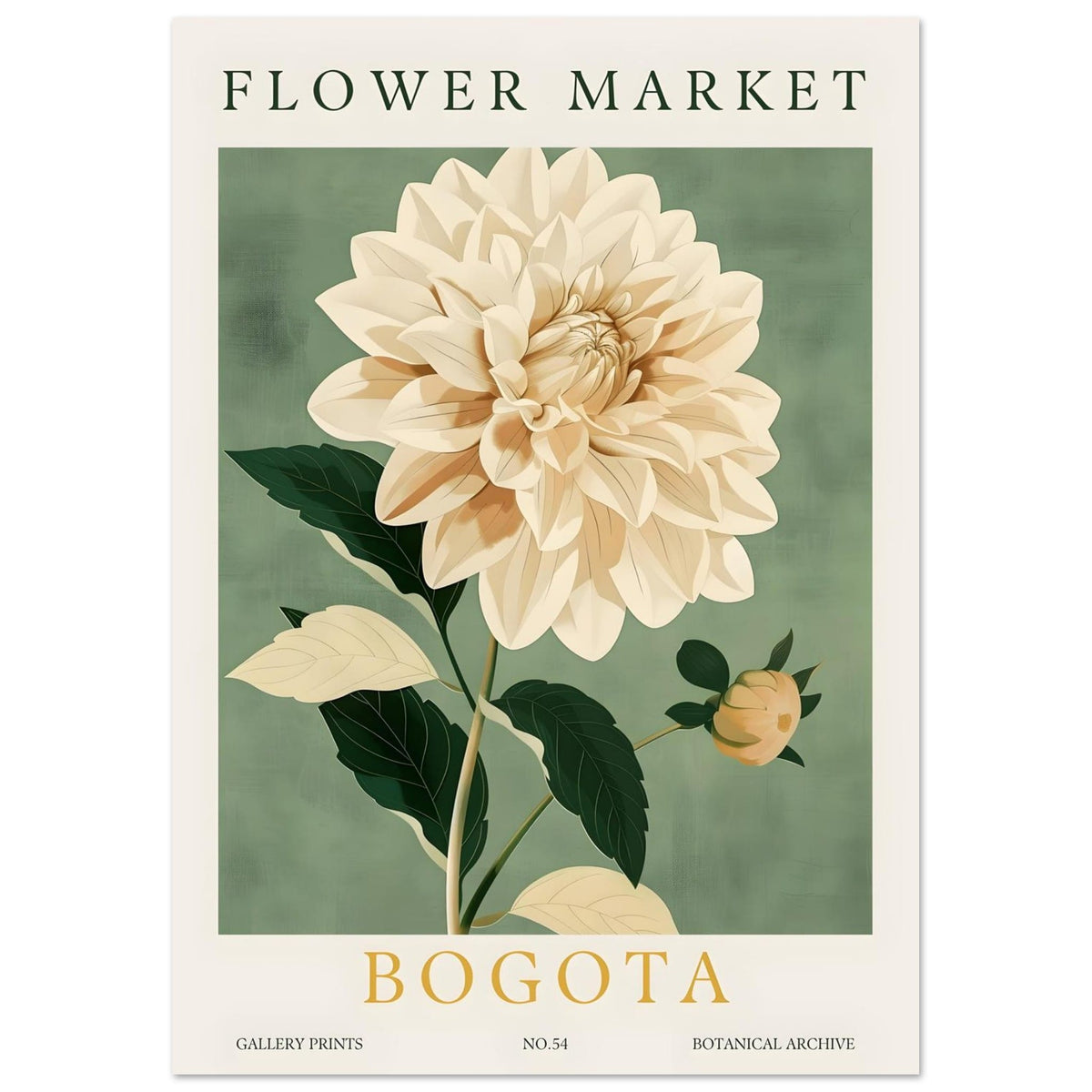 Artfulprints Poster Flower market - Bogota  - A4 21x29.7 cm - Groen