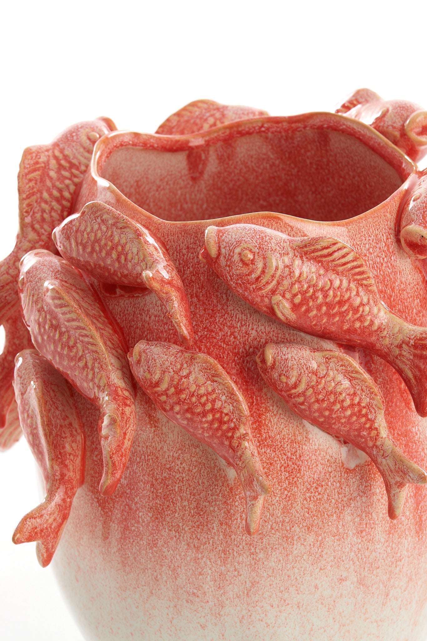 Light & Living FISH vaas keramiek koraal+crème – 29x28,5x27 cm