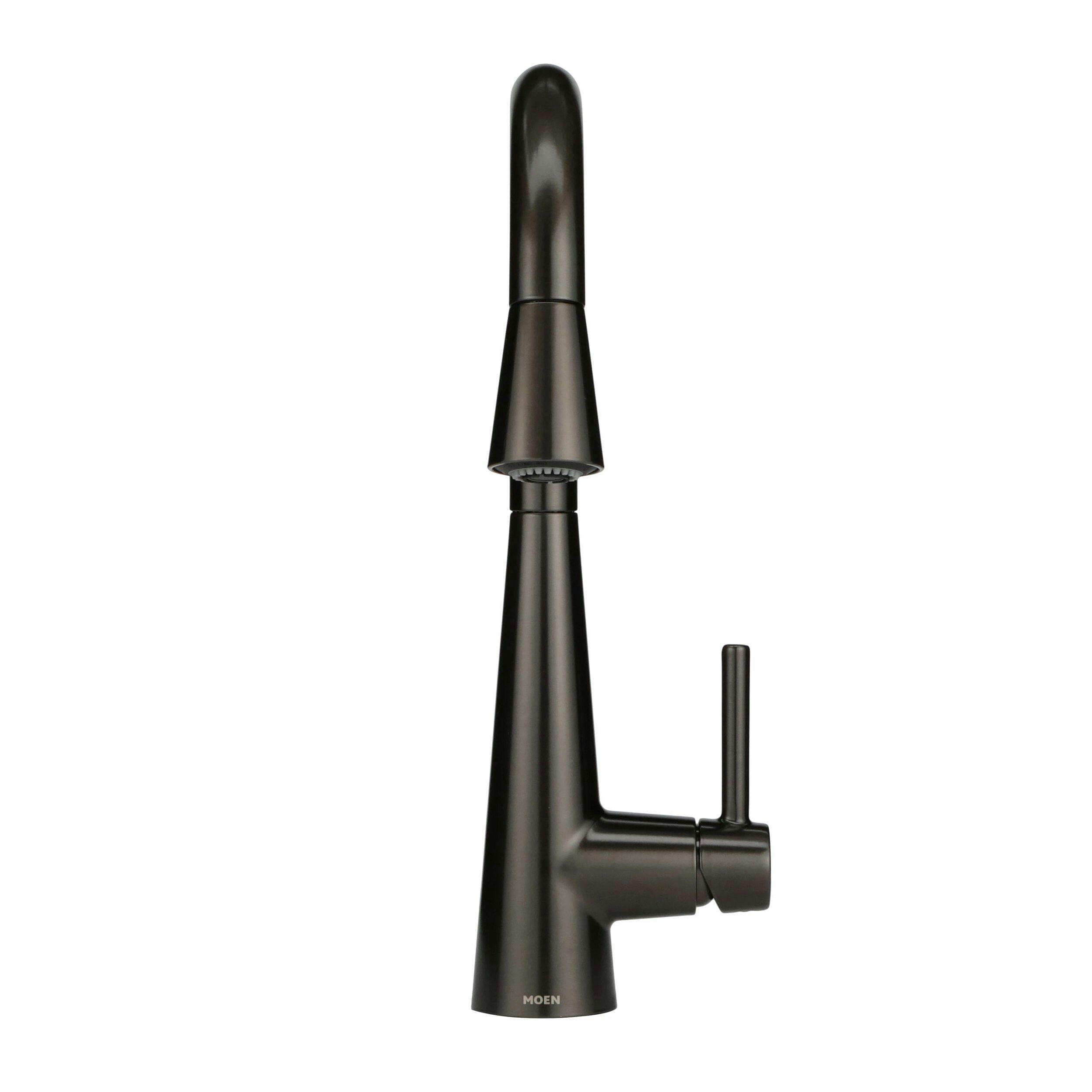 Moen® Sleek Single Handle High Arc Pull Down Kitchen Faucet, Black Stainless Steel