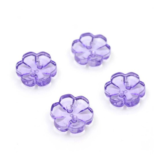 Hemline Lavender Novelty Flower Button 4 Pack