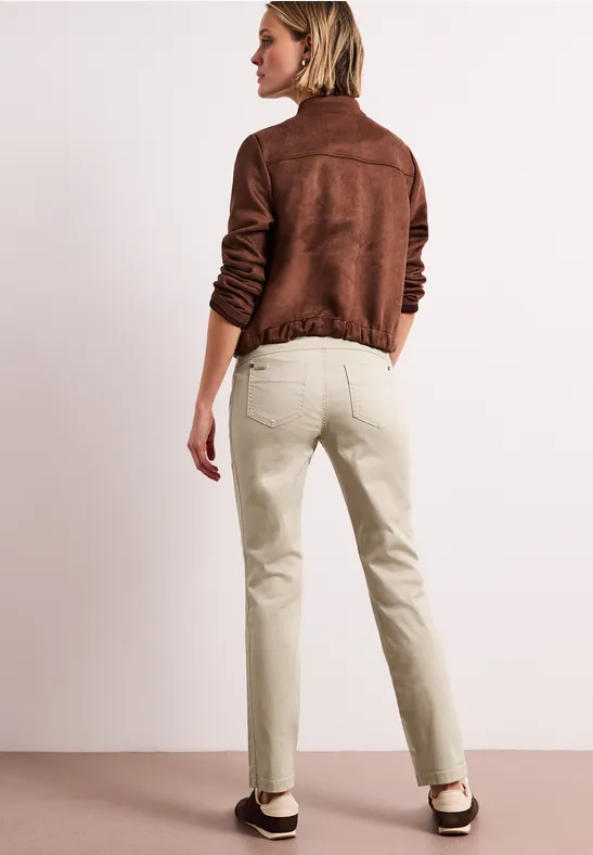 Mid Waist Slim Leg Hose im Satin-Look