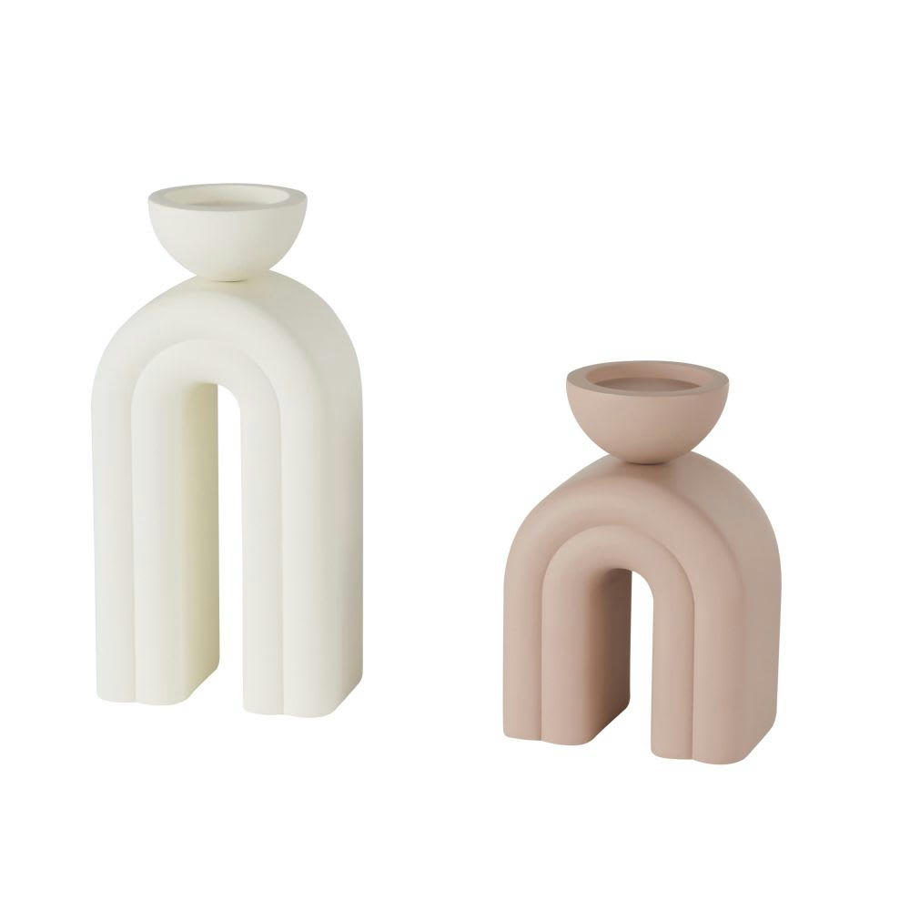 JARPA - Bougeoirs vieux rose et blanc (x2)