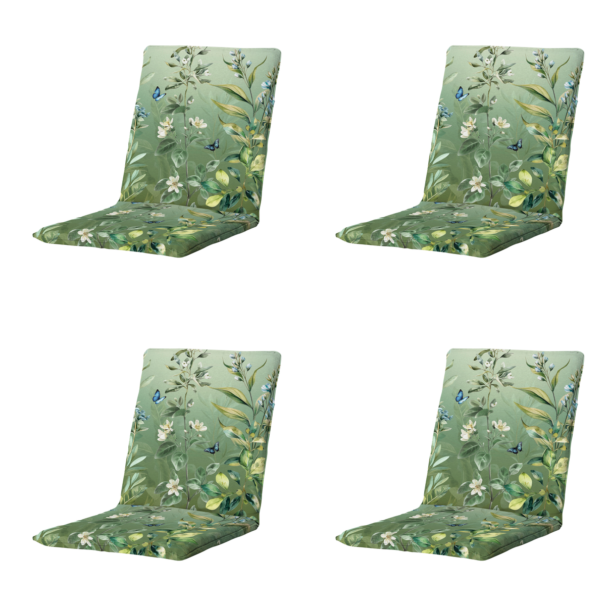 Madison stapelstoelkussen Elisa - groen - 97x49x5cm - set van 4