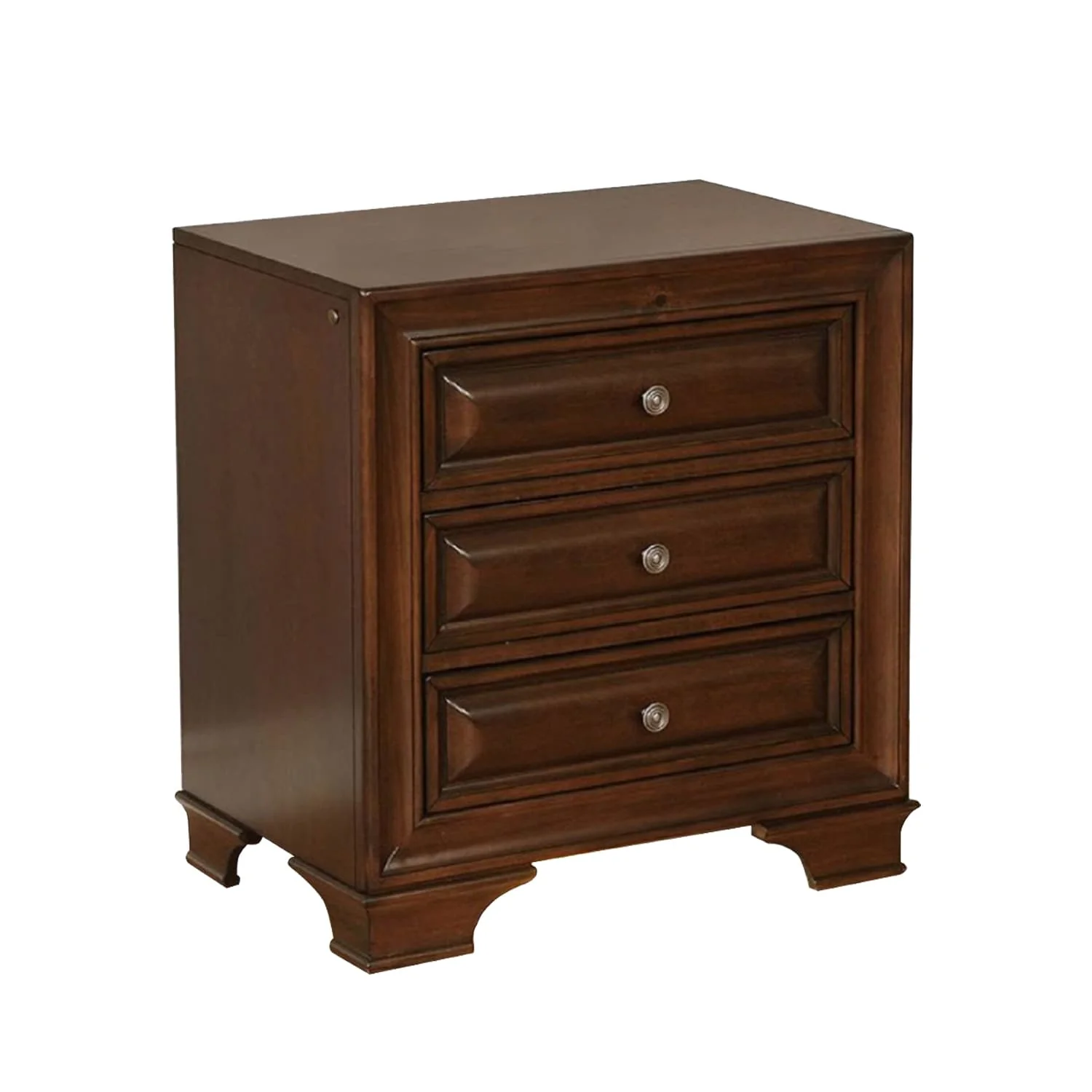 3 Drawers Wooden Nightstand