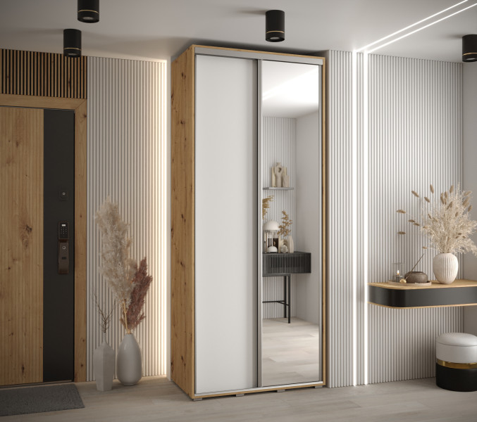 Szafa przesuwna 45 wysoka Davos 3 120 artisan biały srebrny