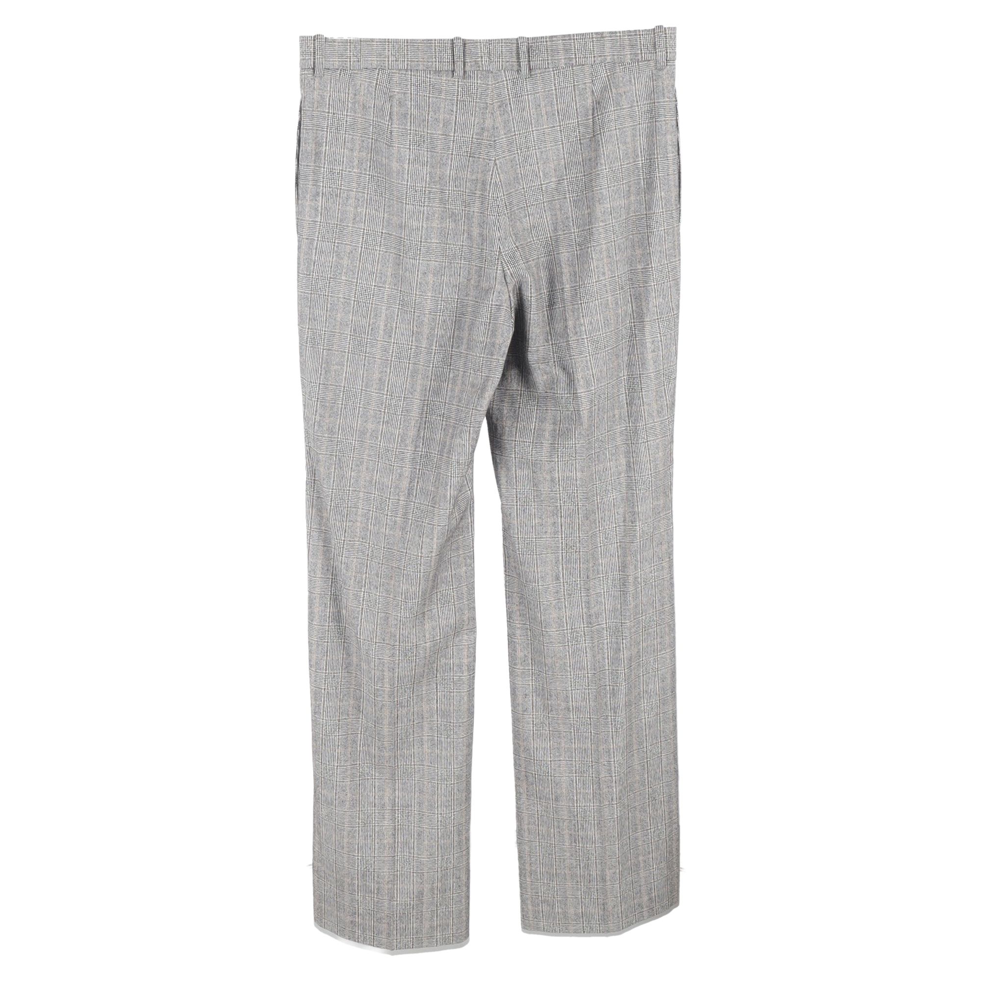 Balenciaga Preloved Checked Wide-Leg Trousers in Grey Wool