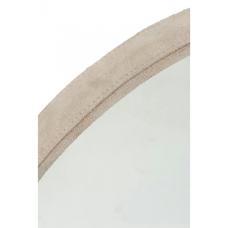 CUIR - Miroir rond cuir beige D40