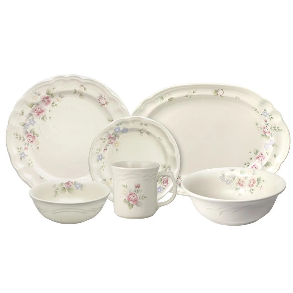 Tea Rose 32 Piece Dinnerware Set Service for 8 with Serveware