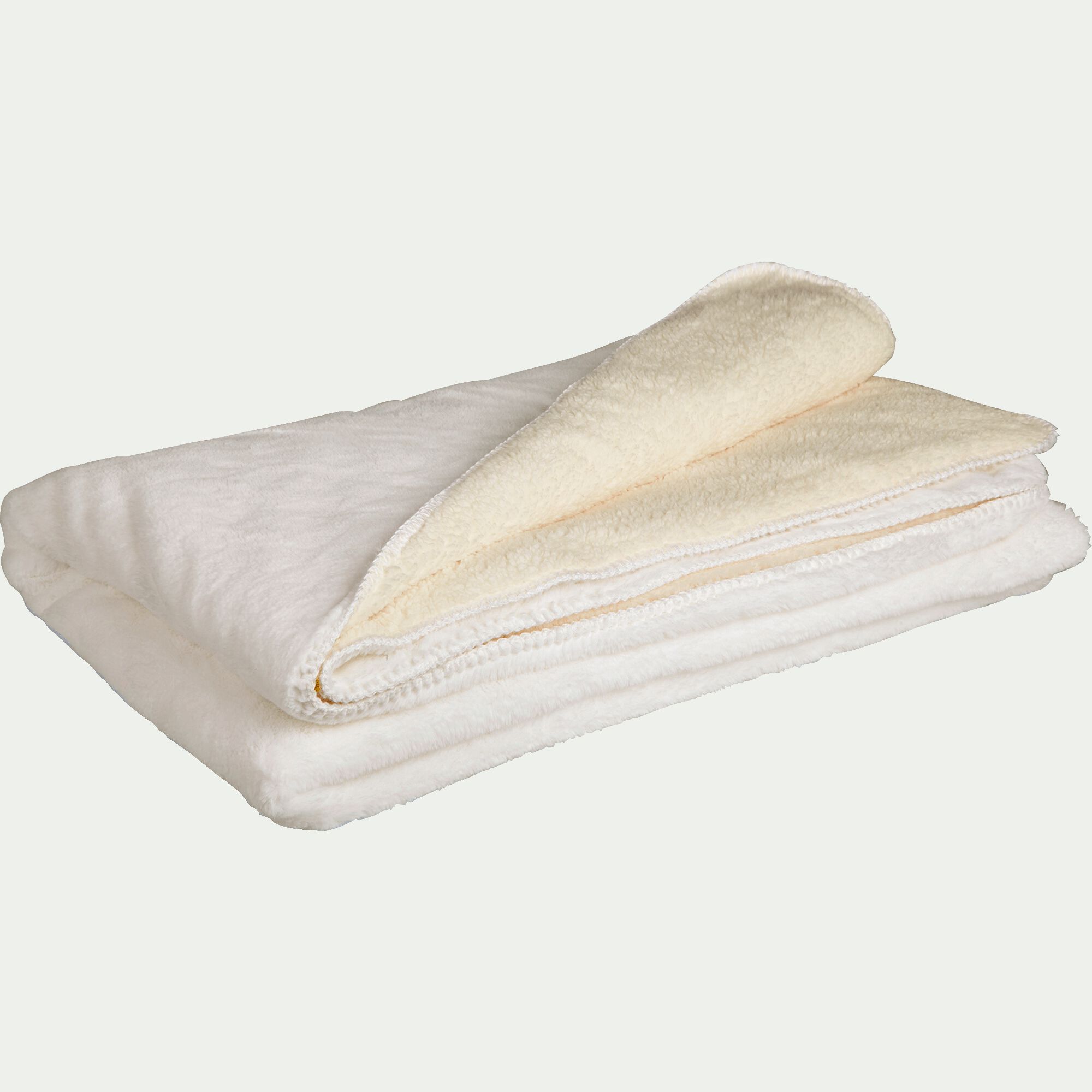 MARIUS - Couvre lit imitation fourrure - blanc ventoux 180x220cm